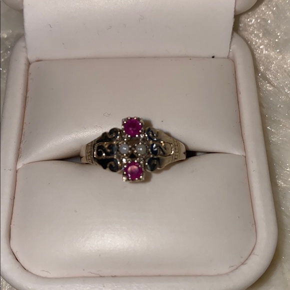 Sterling Silver Vintage style Ruby Ring